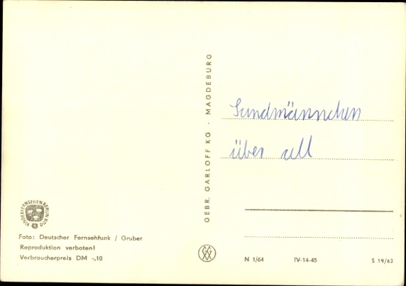 Postcard Our Sandman, Sandman, GDR German Television, S 19 63