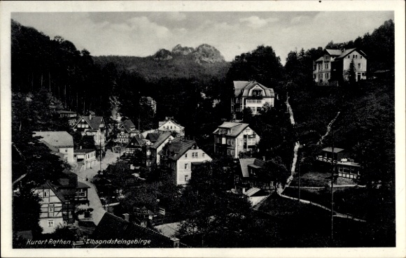 Ak Rathen an der Elbe Sächsische Schweiz, Gesamtansicht, Elbsandsteingebirge