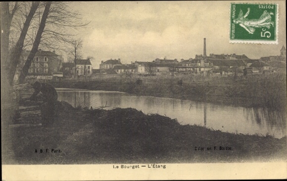 Ak Le Bourget Seine Saint Denis, Schöne Landschaft, Teich, Industriegebäude, alte Architektur