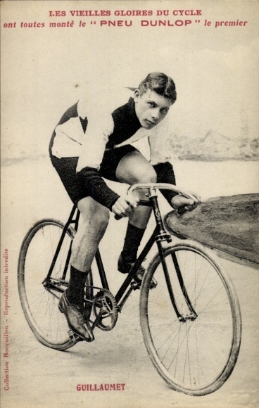 Ak Radrennfahrer Guillaumet, Pneu Dunlop, Reklame