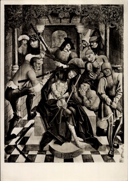 Artist Postcard Silesian Master of the Guhrau Passion, Crowning with Thorns, Altar Fragment