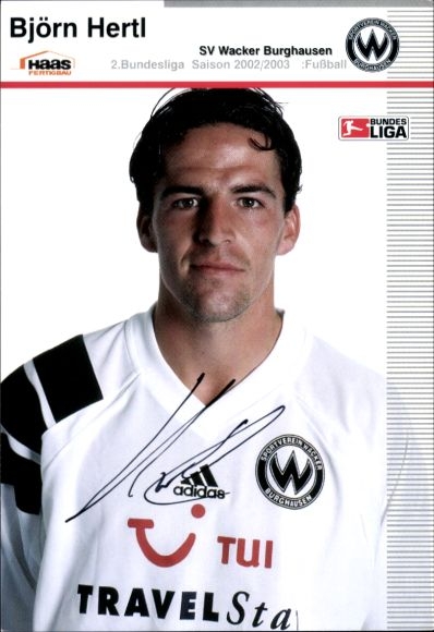 Autograph card footballer Björn Hertl, SV Wacker Burghausen, autograph