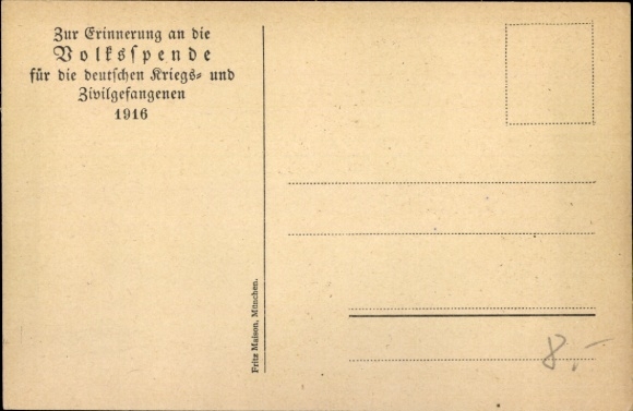 Artist Postcard Hohlwein, Ludwig, People's donation for the German prisoners of war and civilians 1916