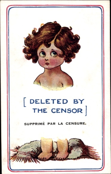 Artist Postcard Spurgin, F., Naked Girl, Deleted by the Censor