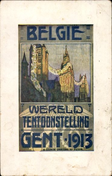Artist Postcard Gand Gent East Flanders, World Exhibition 1913