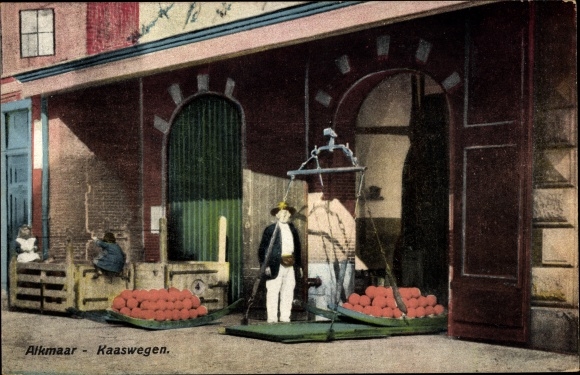 Postcard Alkmaar North Holland Netherlands, cheese streets