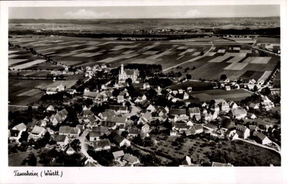 Postcard Tannheim in Württemberg, aerial photograph