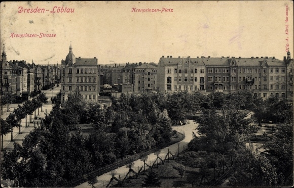 Postcard Dresden Löbtau, Kronprinzen-Platz, Kronprinzen-Strasse