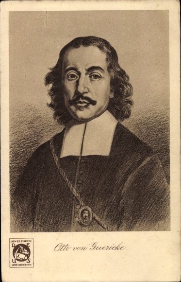 Postcard Otto von Guericke, natural scientist, physicist, tuberculosis map