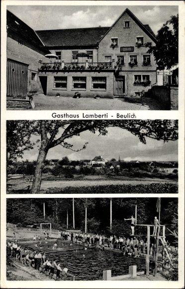 Ak Beulich Rheinland Pfalz, Gasthaus Wilhelm Lamberti, Freibad
