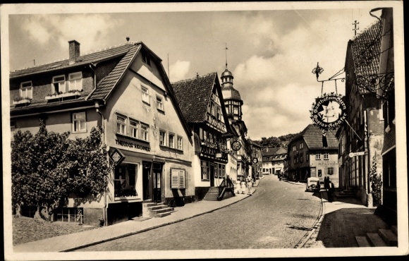 Postcard Bad Brueckenau im Sinntal Unterfranken, old town, Gasthof zum Stern,