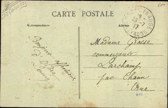 Postcard Orbec Calvados, General view with the station