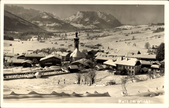Postcard Reit im Winkl Upper Bavaria, Panorama, Winter