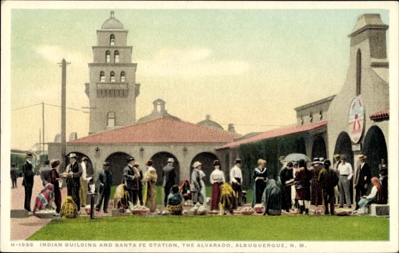 Ak Albuquerque New Mexico USA, Indian Building und Santa Fe Station