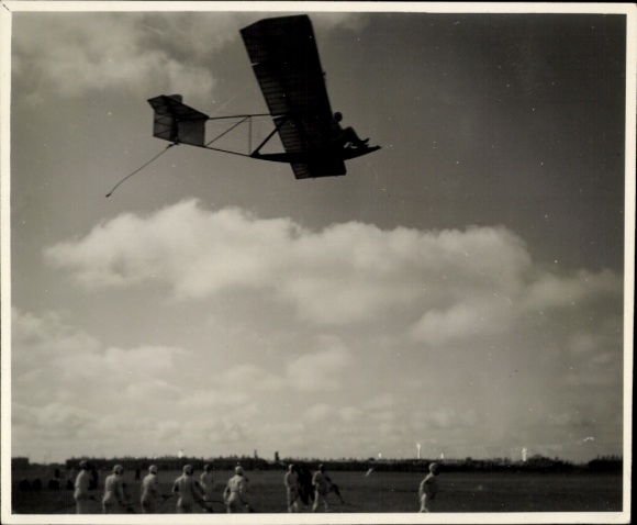 Foto Mandschukuo Staat Mandschu, Segelflugzeug in der Luft