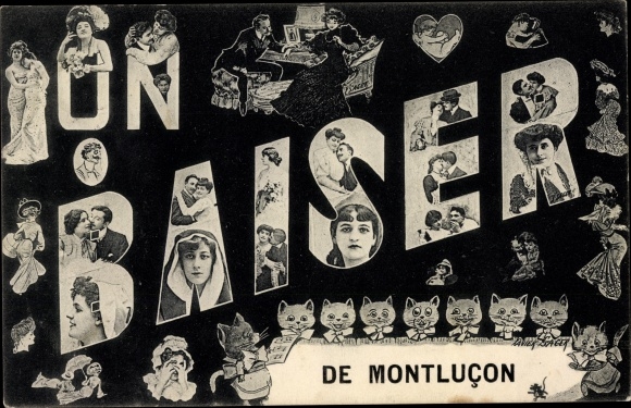 Letters Postcard Montluçon Allier, Singing Cats, Elegant Ladies