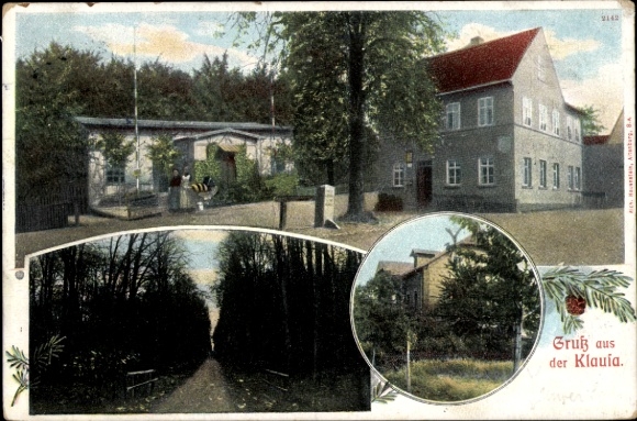Postcard Klausa Nobitz in Thuringia, inn with veranda, lodging house, forest path