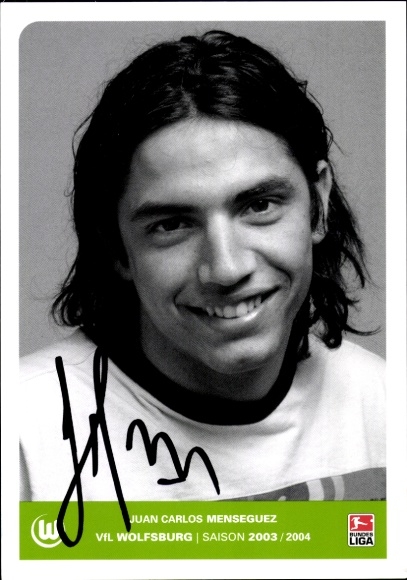 Autogrammkarte Fußballer Juan Carlos Menseguez, VfL Wolfsburg, Autogramm