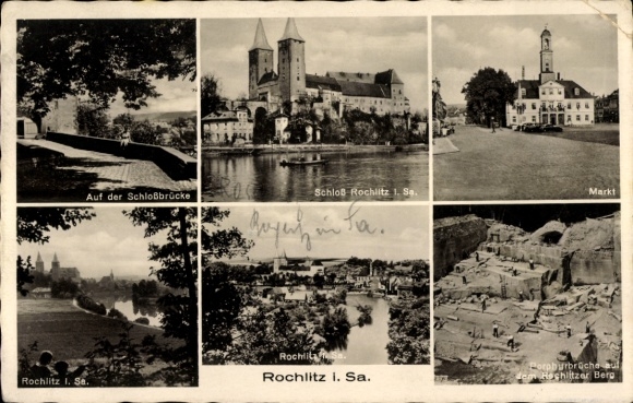 Ak Rochlitz an der Mulde Sachsen, Verschiedene Ansichten von  Schloß, Markt, Porphyrbrüche, Sc...