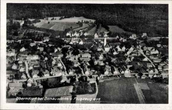 Postcard Oberndorf am Lech Schwaben, aerial photograph