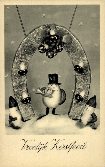 Ak Vrolijk Kerstfeest, Hoefijzers, Gelukspaddestoelen