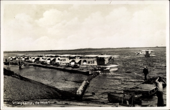 Postcard Texel Nordholland, Vliegkamp de Mok, Wasserflugzeuge, Naval Aviation Service