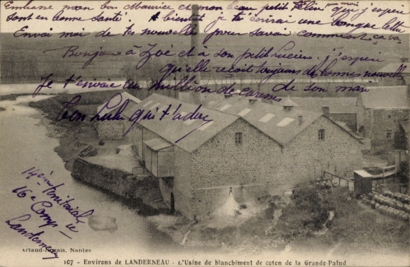 Postcard Landerneau Finistère, cotton bleaching plant Grande Palut