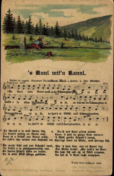 30 individual song cards, Anton Günther