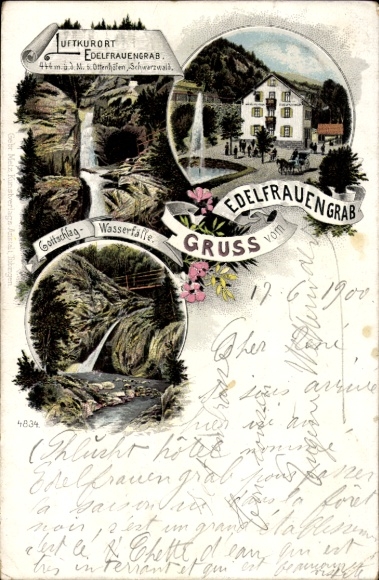 Litho Ottenhöfen im Schwarzwald, Edelfrauengrab, Gottschlag Wasserfälle