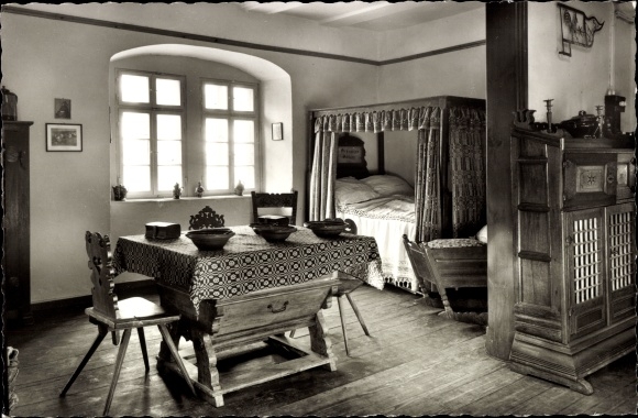 Ak Ziegenhain Schwalmstadt, binnenaanzicht van het plaatselijke museum, Bauernstübchen