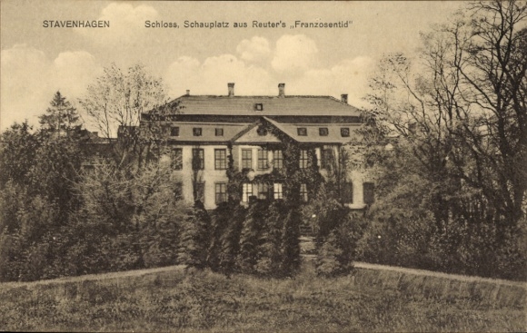Postcard Reuterstadt Stavenhagen in Mecklenburg, castle, scene of the French feast