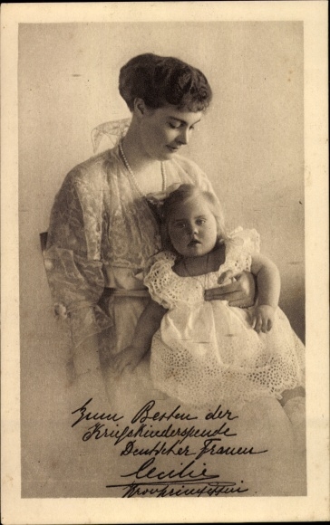 Postcard Crown Princess Cecilie of Prussia, Princess Alexandrine, war children's donation day 1916