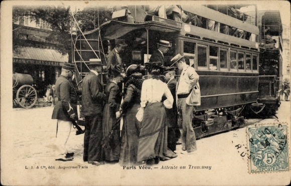 Ak Paris Vécu, Attente ou Tramway