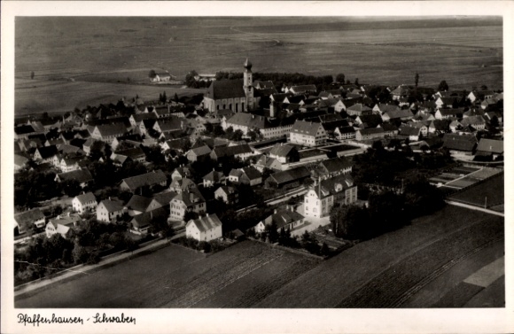 Postcard Pfaffenhausen in Oberschwaben Unterallgäu, aerial photograph
