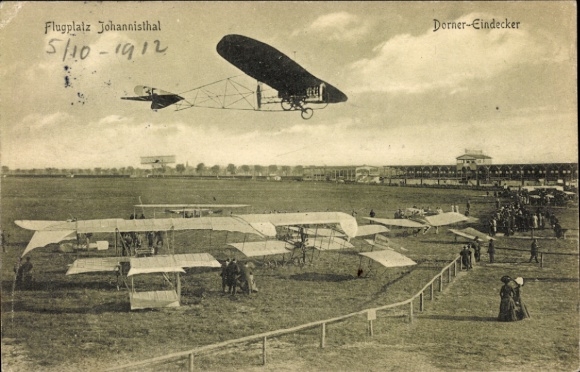 Postcard Berlin Treptow Johannisthal, airfield, Dorner monoplane