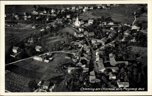 Postcard Chieming am Chiemsee Upper Bavaria, aerial photograph