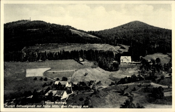 Postcard Schweigmatt Schopfheim Kr. Lörrach, Pension Blumberg, Hohe Möhr, Graf Zeppelin, LZ 127