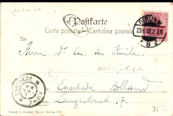 Judaica Postcard Berlin, Unter den Linden, Digging is underway, Little Cohn has lost a Mark