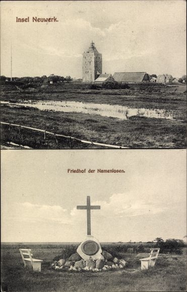 Postcard Insel Neuwerk, Cemetery of the Nameless