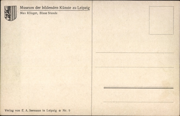 Artist Postcard Klinger, Max, Blue Hour, Act