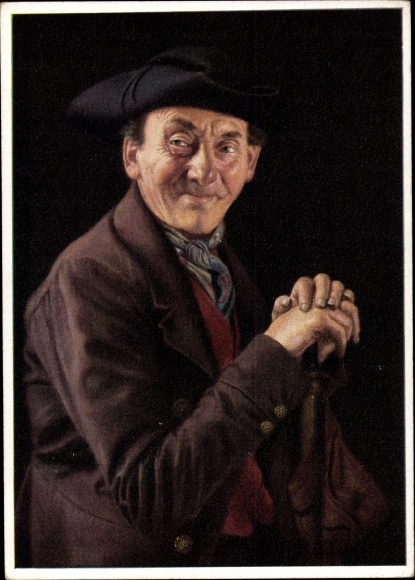 Postcard Man in Swabian costume, walking stick, portrait, VDA 1 1 1