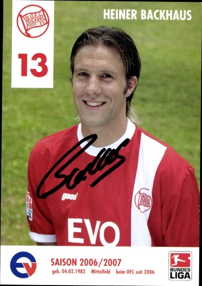 Autogrammkarte Fußballer Heiner Backhaus, Kickers Offenbach, Autogramm