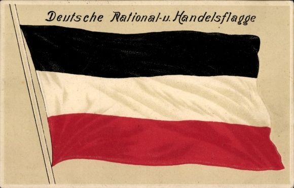 Embossed Postcard German National and Merchant Flag