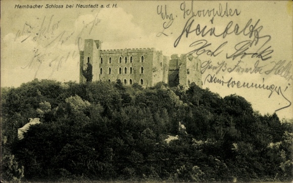 Ak Hambach Neustadt an der Weinstraße, Hambacher Schloss, Burg, Landschaft, 