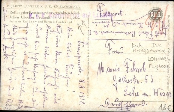 Artist Postcard Jaritz, P., Kuk Kriegsmarine, aircraft, rescue of the crew of the submarine Foucault