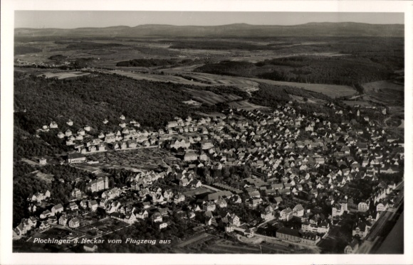 Postcard Plochingen am Neckar, aerial view of the city, Neckar