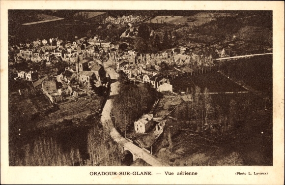 PC Oradour sur Glane Haute Vienne, WWII destruction, aerial photo