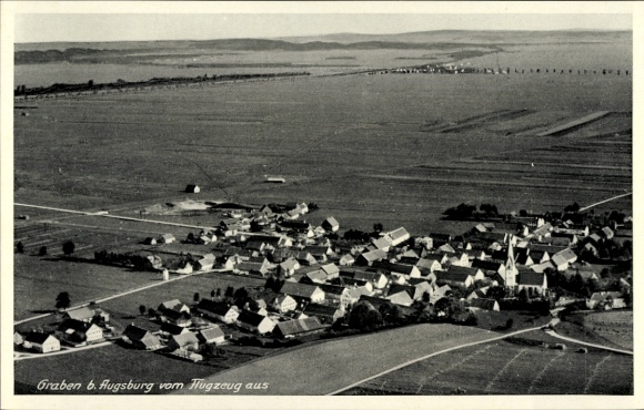 Postcard Graben in Lechfeld Swabia, aerial photograph
