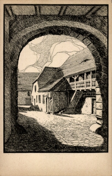 Künstler Ak Blossfeld, Karl, Bernburg an der Saale Salzlandkreis, Alter Hof 