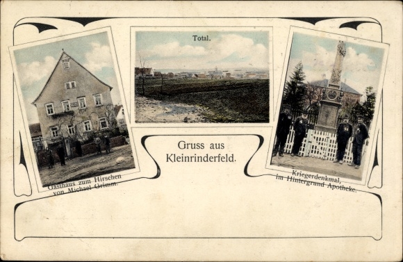 PC Kleinrinderfeld in Lower Franconia, Inn zum Hirschen, general view, war memorial, pharmacy